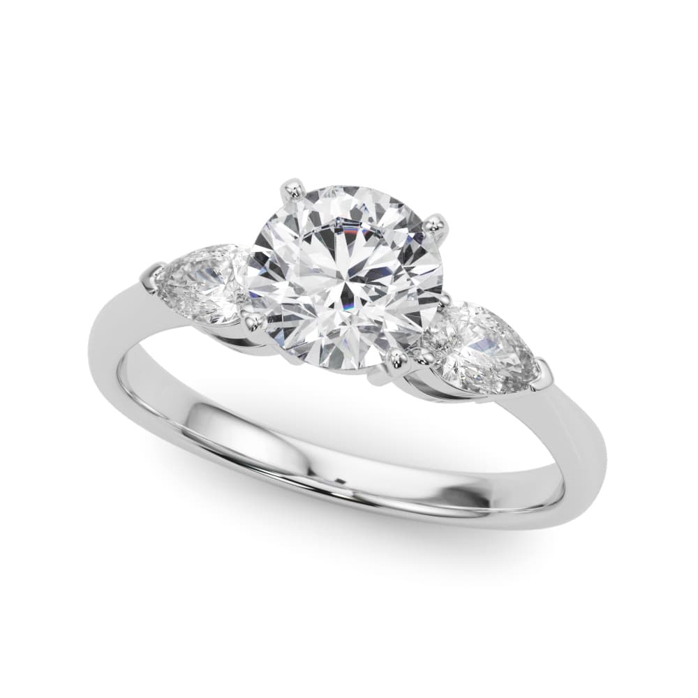 Pear 3 Stone Engagement Ring in White 14kt gold