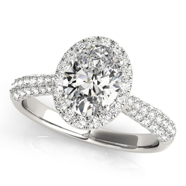 Oval Pave Engagement Ring in White 14kt gold