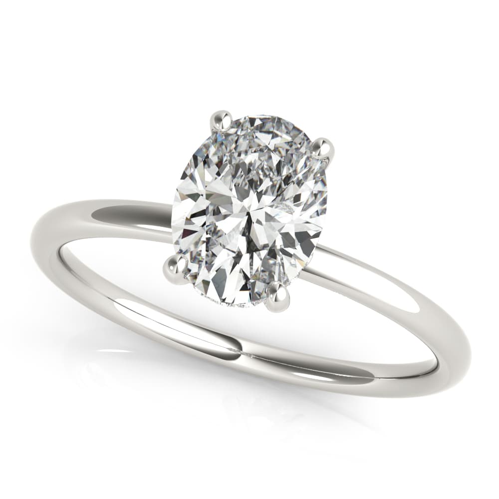 Oval Hidden Halo Engagement Ring in White 14kt gold