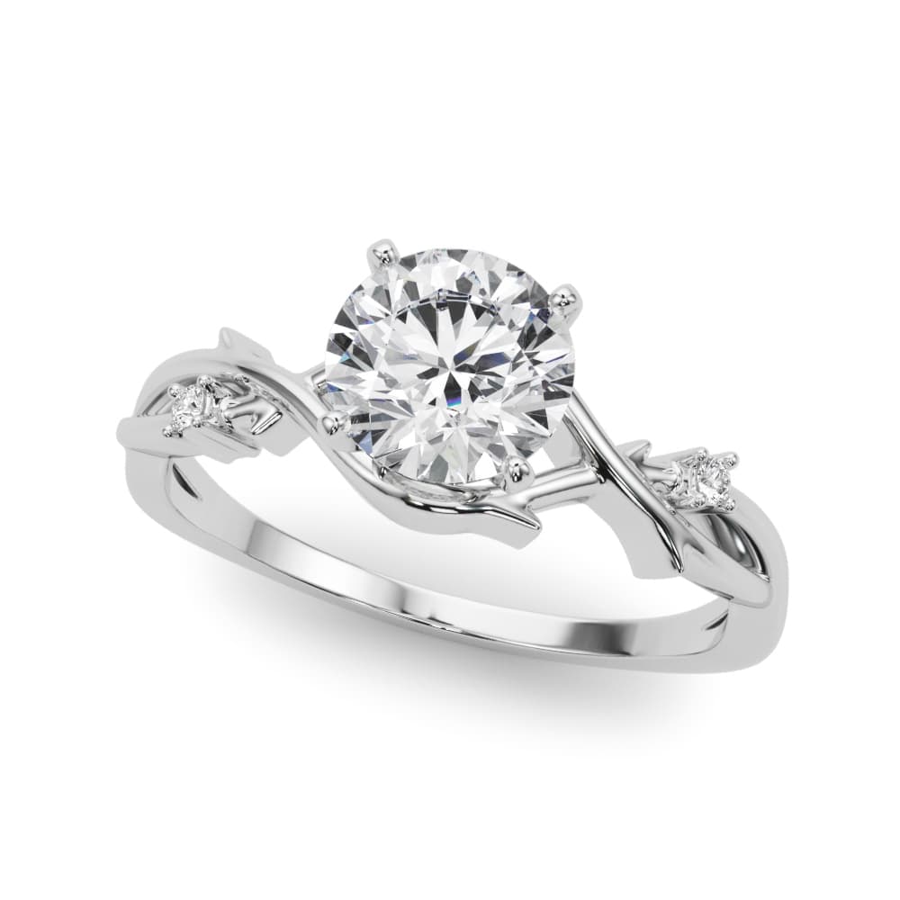 Round Twisted Engagement Ring in White 14kt gold
