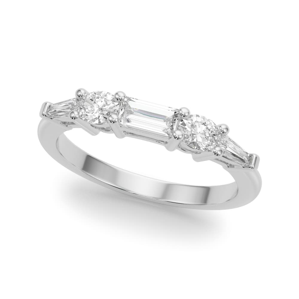 Fancy Shape Melee Baguette Wedding Band preview in White 14kt gold