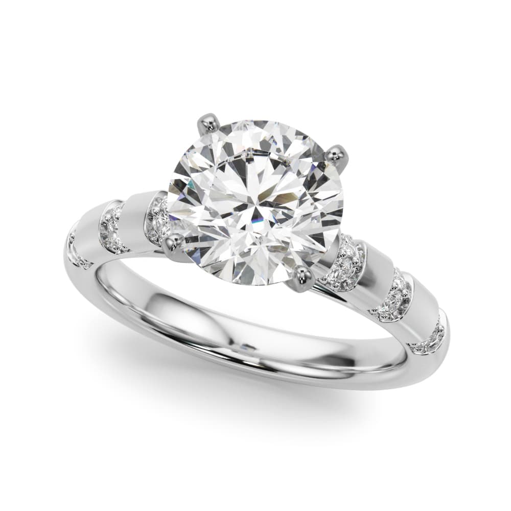 Round Prong Set Prong Set Engagement Ring in White 14kt gold