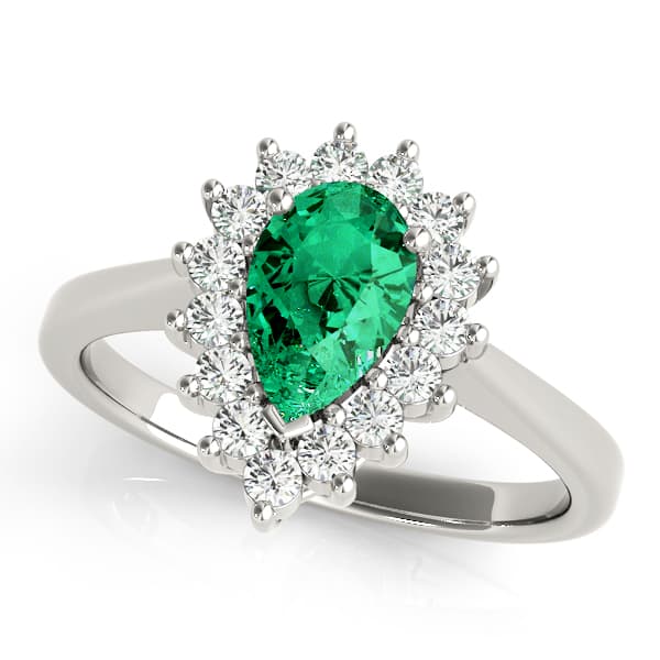 Pear Color Rings Engagement Ring in White 14kt gold