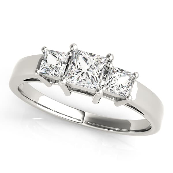 Round 3 Stone Engagement Ring in White 14kt gold