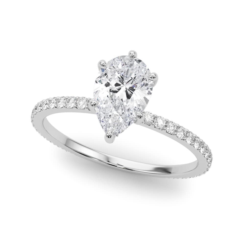Pear Hidden Halo Engagement Ring in White 14kt gold