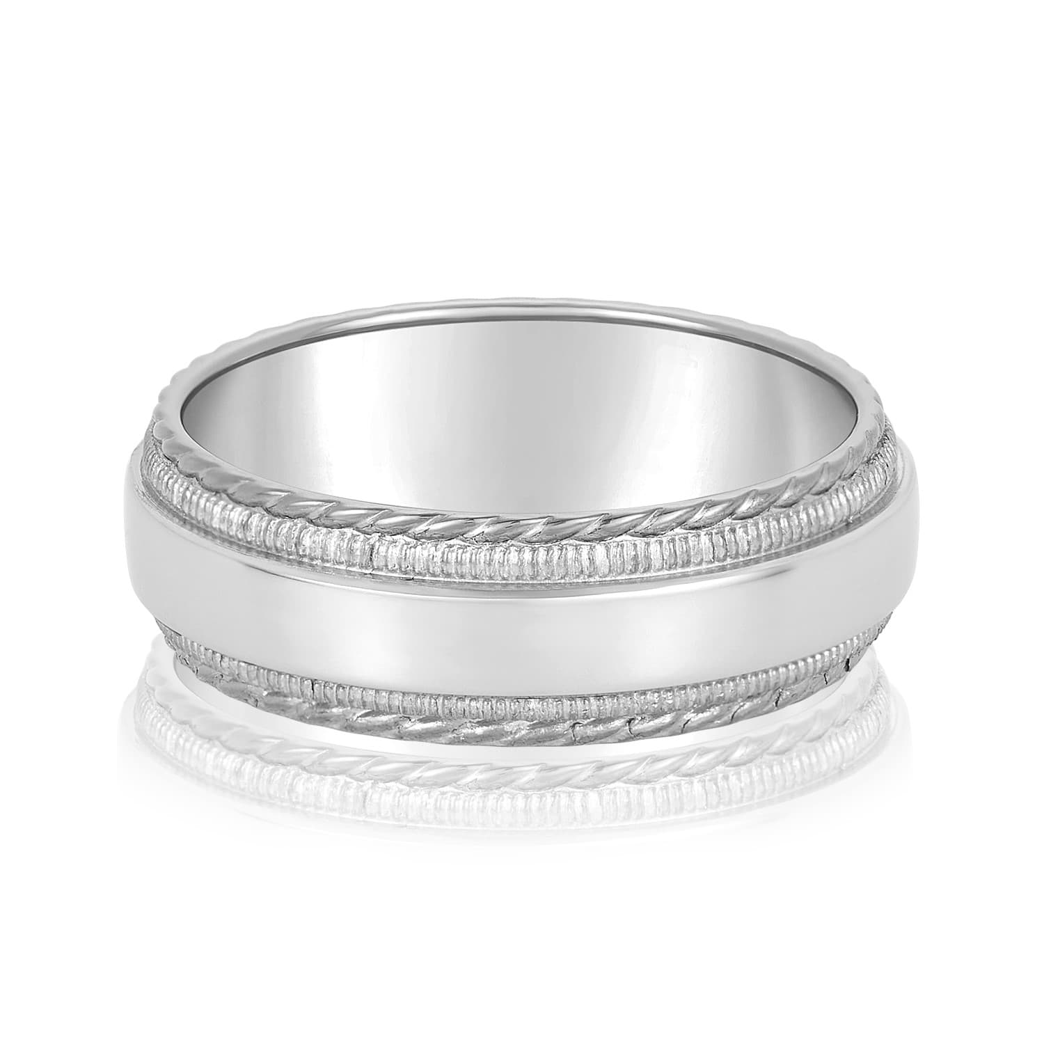 Basic Carved Wedding Band preview in White 14kt gold