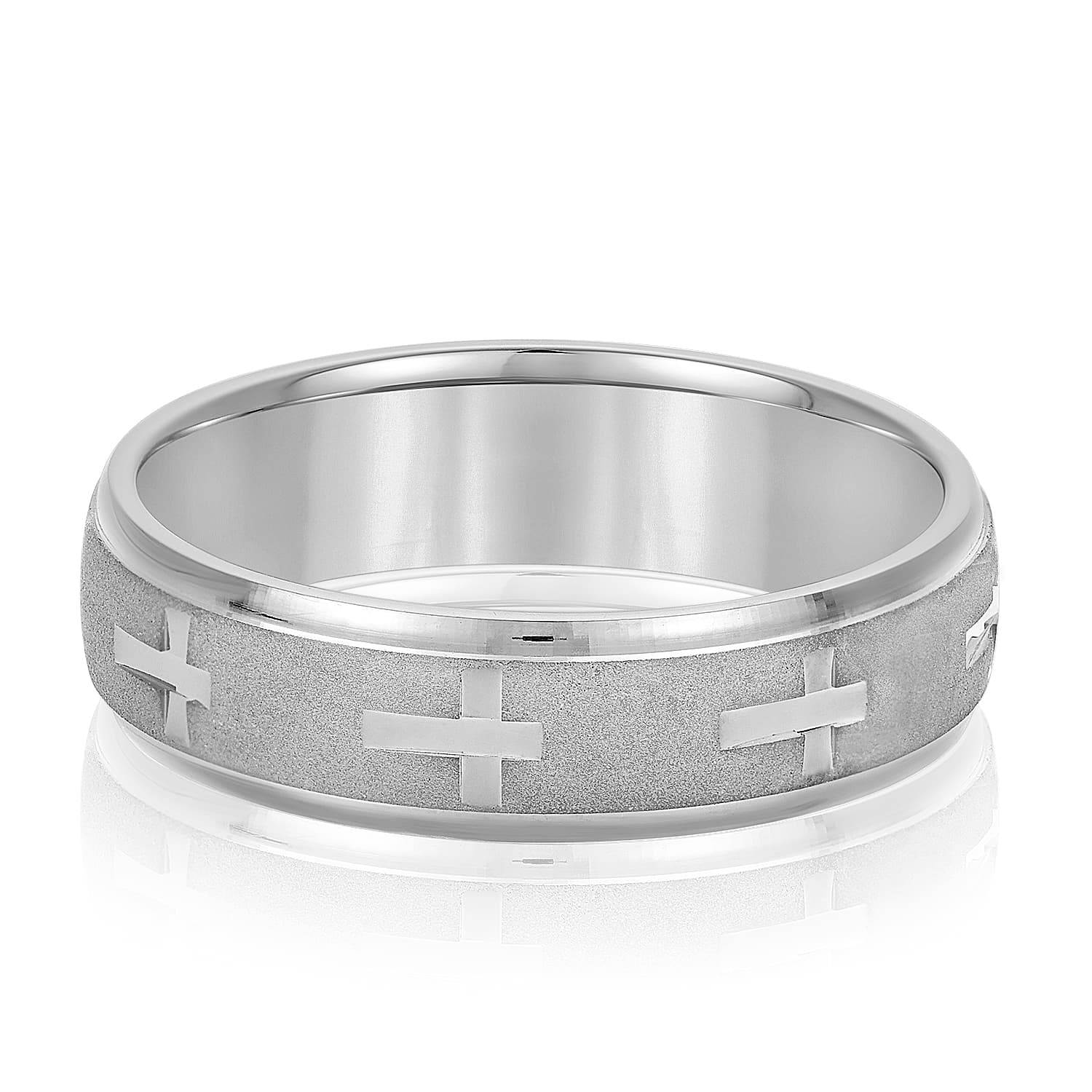 Religious and Nationality Wedding Band preview in White 14kt gold