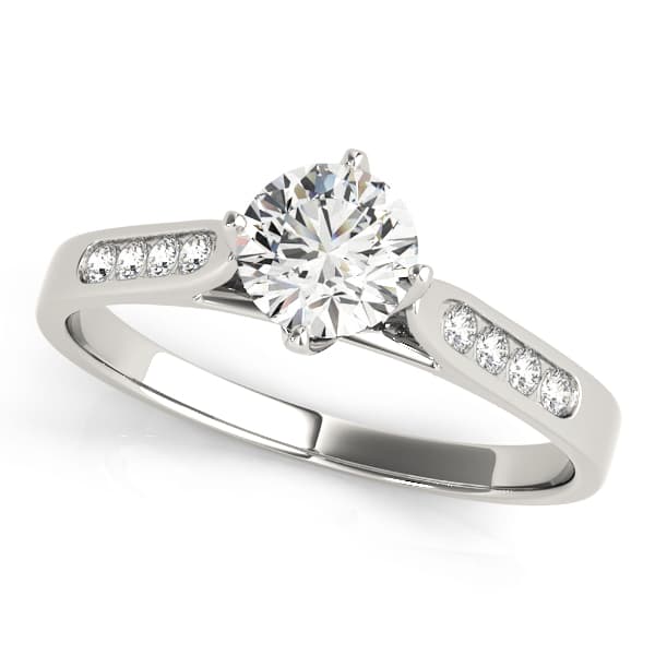 Round Single Row Channel Set Engagement Ring in White 14kt gold