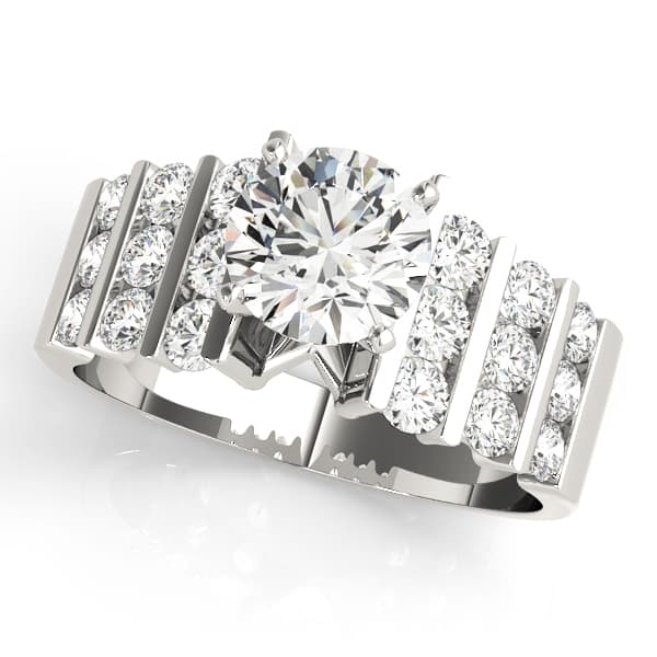 Round Multirow Engagement Ring in White 14kt gold
