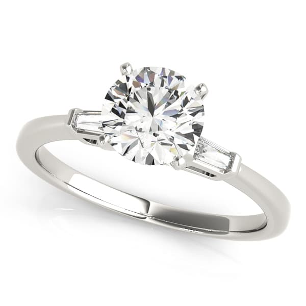 Round 3 Stone Baguette Engagement Ring in White 14kt gold