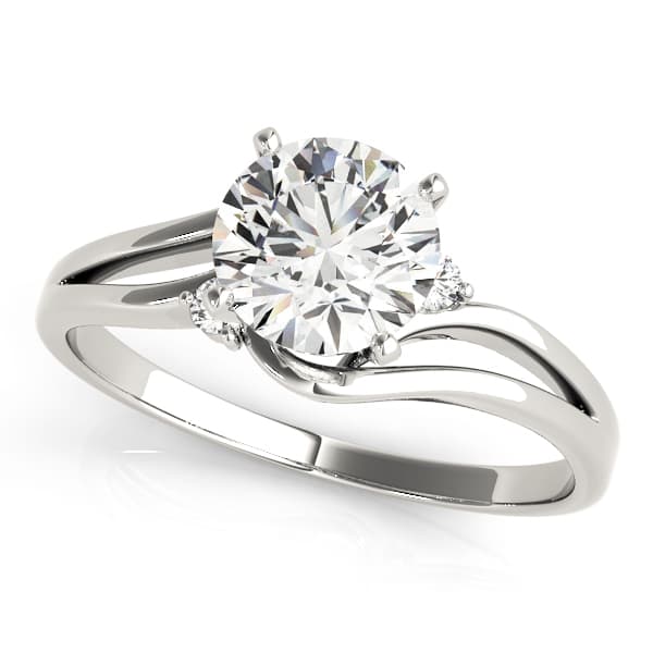 Round Solitaires Plus Engagement Ring in White 14kt gold