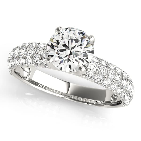 Round Pave Engagement Ring in White 14kt gold