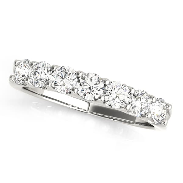 Prong Set 7 Stone Wedding Band preview in White 14kt gold