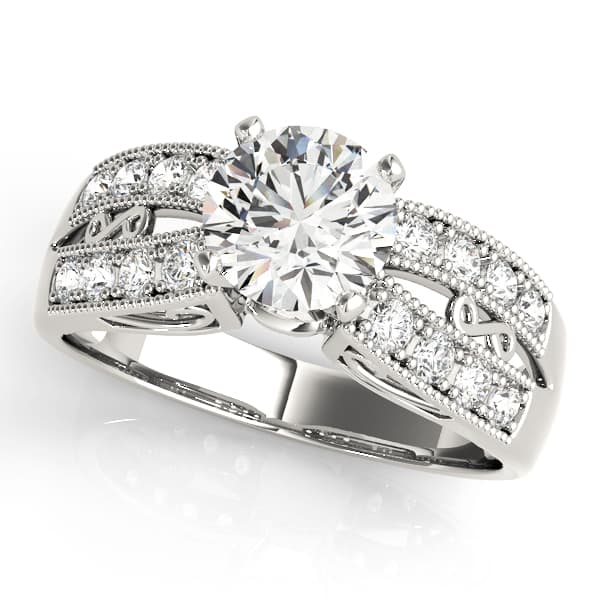Round Vintage Engagement Ring in White 14kt gold