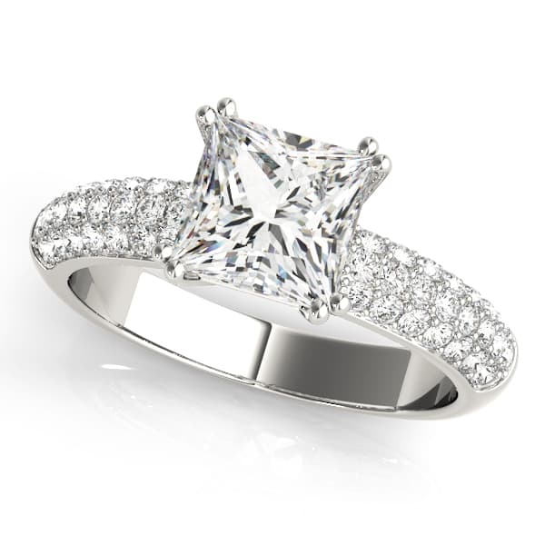 Cushion Pave Engagement Ring in White 14kt gold