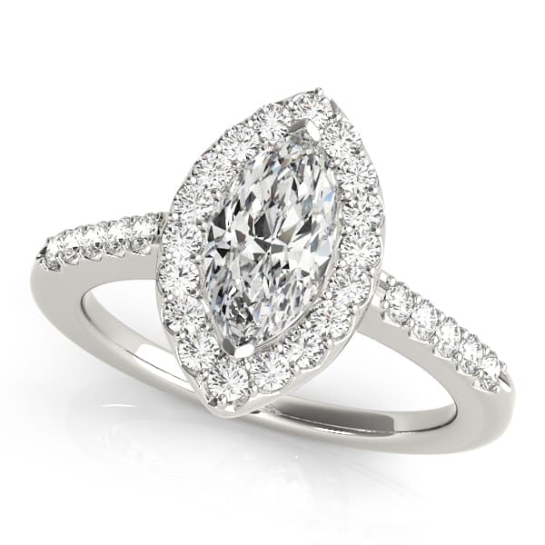 Marquise Solitaire Engagement Ring in White 14kt gold
