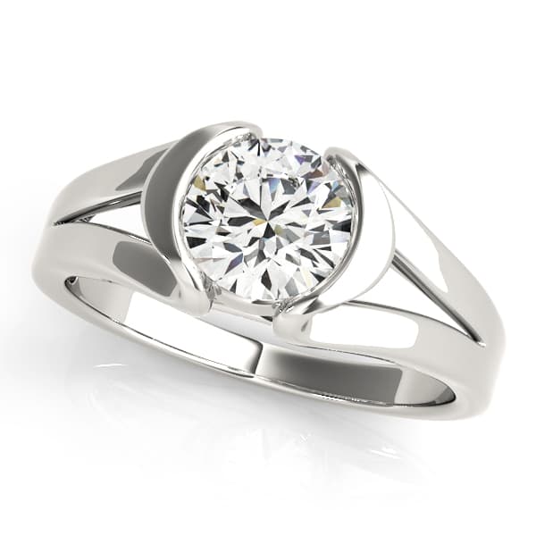 Round Solitaires Engagement Ring in White 14kt gold