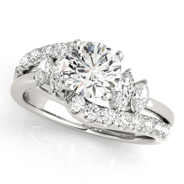Marquise Fancy Shape Melee Engagement Ring in White 14kt gold