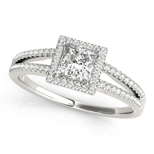 Cushion Halo Collection and Engagement Ring in White 14kt gold