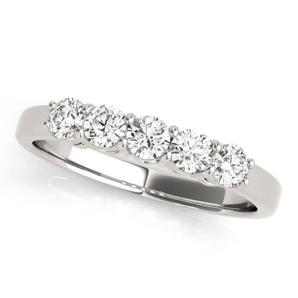 Prong Set 5 Stone Wedding Band preview in White 14kt gold