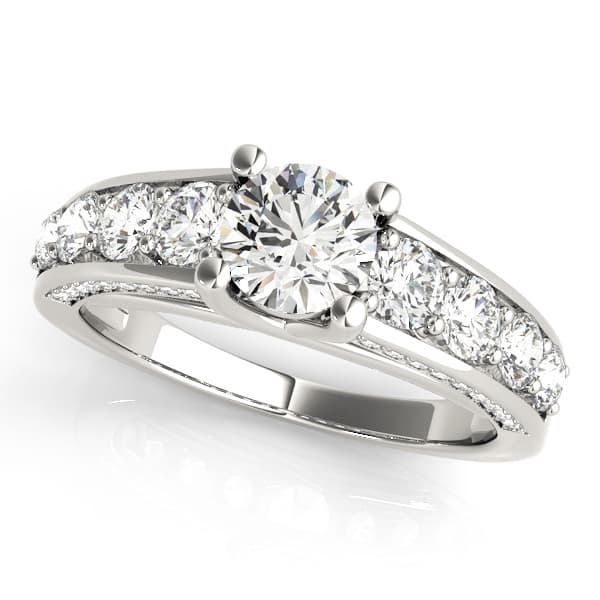 Round Trellis Engagement Ring in White 14kt gold