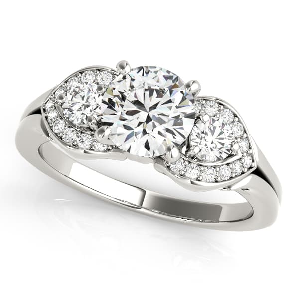 Round 3 Stone Engagement Ring in White 14kt gold