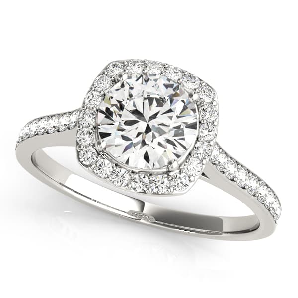 Round Halo Engagement Ring in White 14kt gold