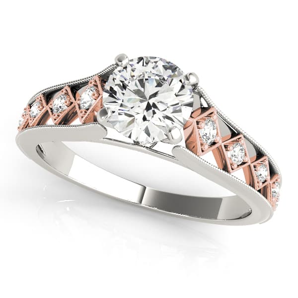 Round Single Row Engagement Ring in White 14kt gold