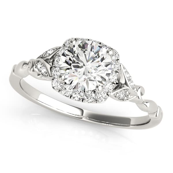 Round Nature Inspired Engagement Ring in White 14kt gold