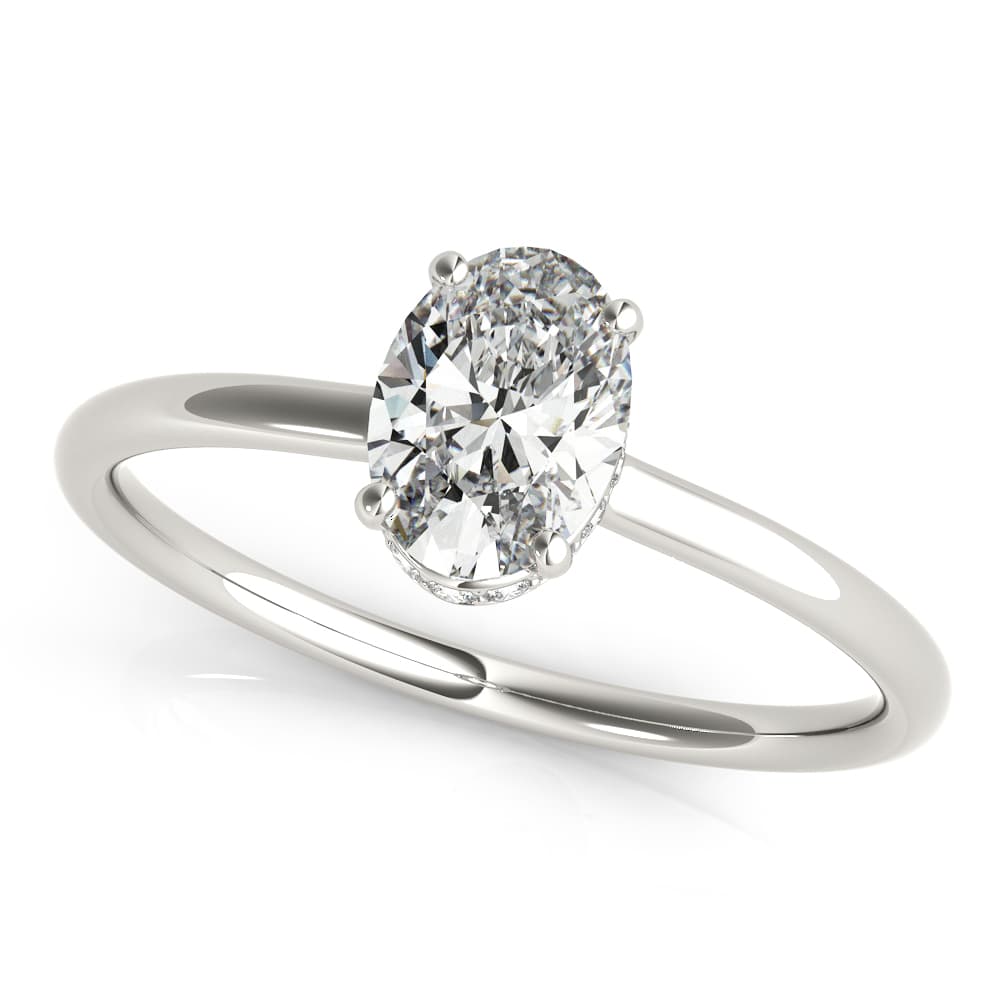 Oval Solitaires Plus Engagement Ring in White 14kt gold