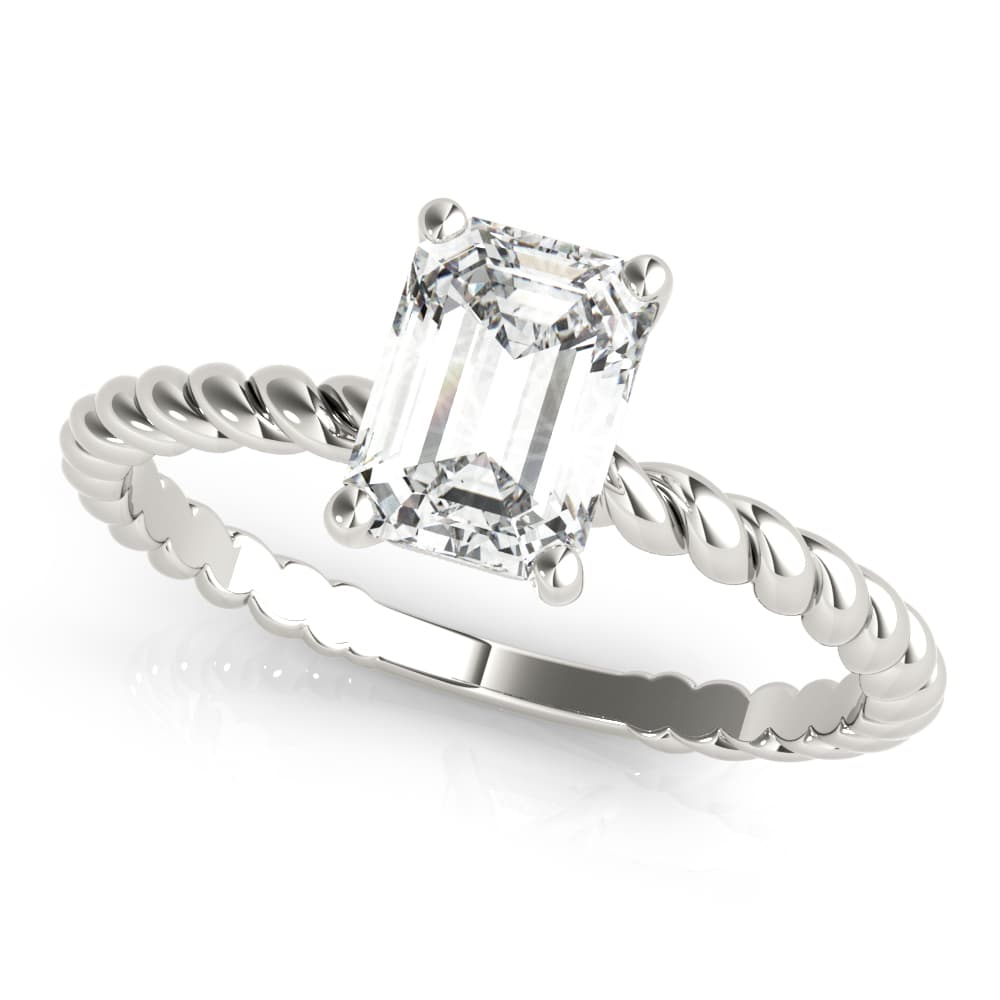 Emerald Solitaires Engagement Ring in White 14kt gold