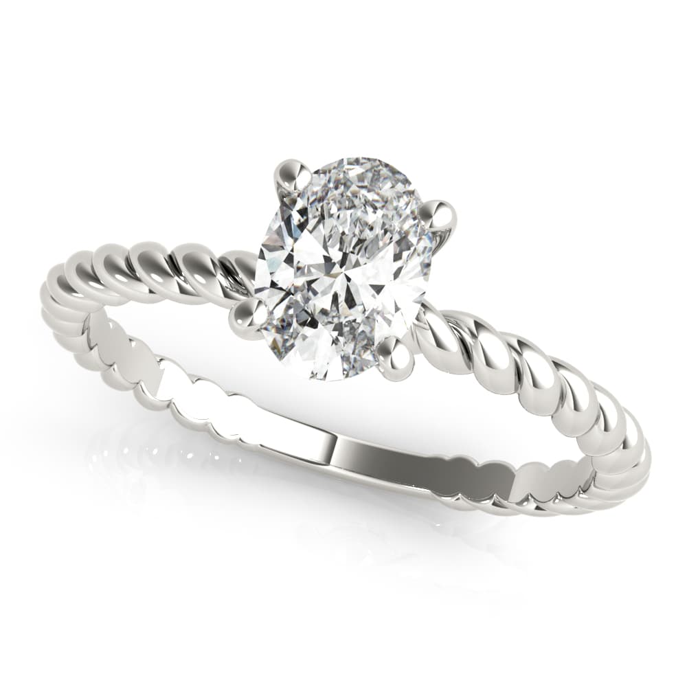 Oval Solitaires Engagement Ring in White 14kt gold