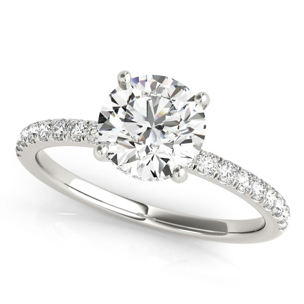 Round Hidden Halo Engagement Ring in White 14kt gold
