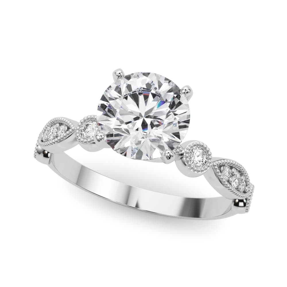Round New Bridal Engagement Ring in White 14kt gold