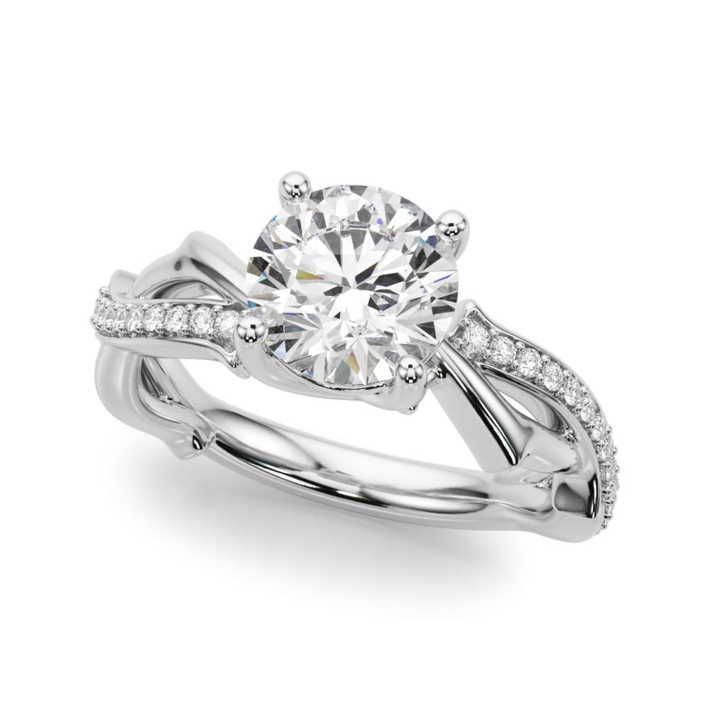 Round New Styles Engagement Ring in White 14kt gold
