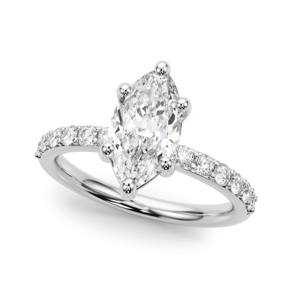 Marquise Single Row Prong Set Engagement Ring preview in White 14kt gold