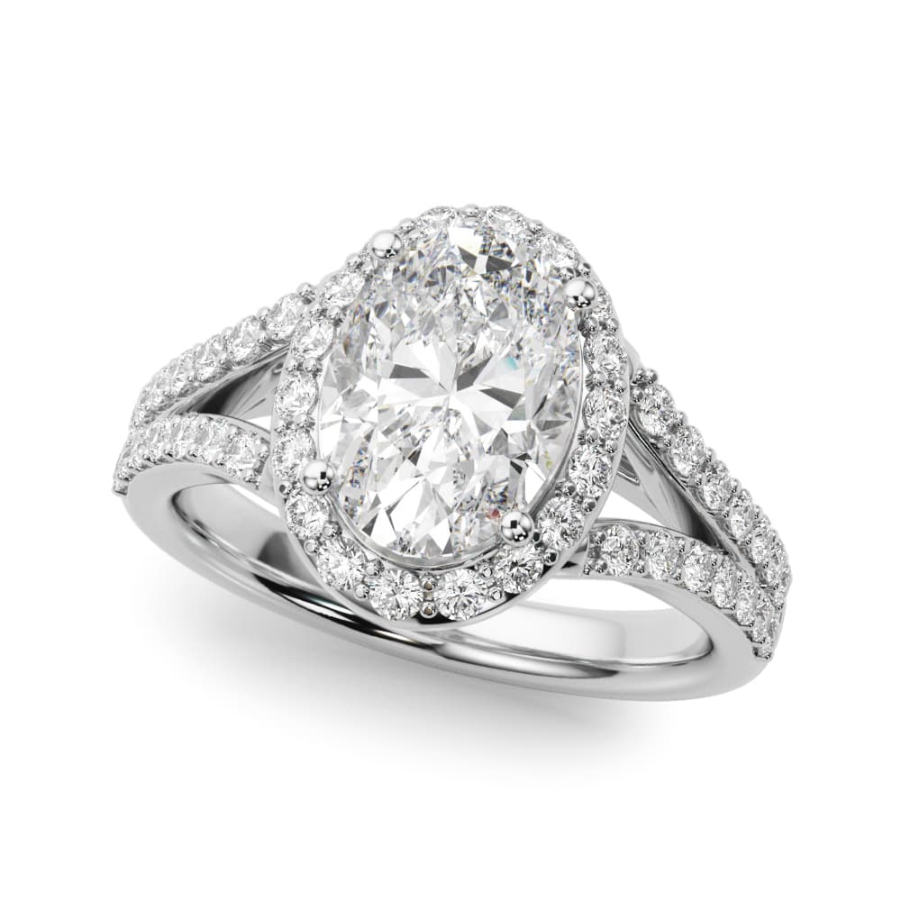 Oval New Styles Engagement Ring in White 14kt gold