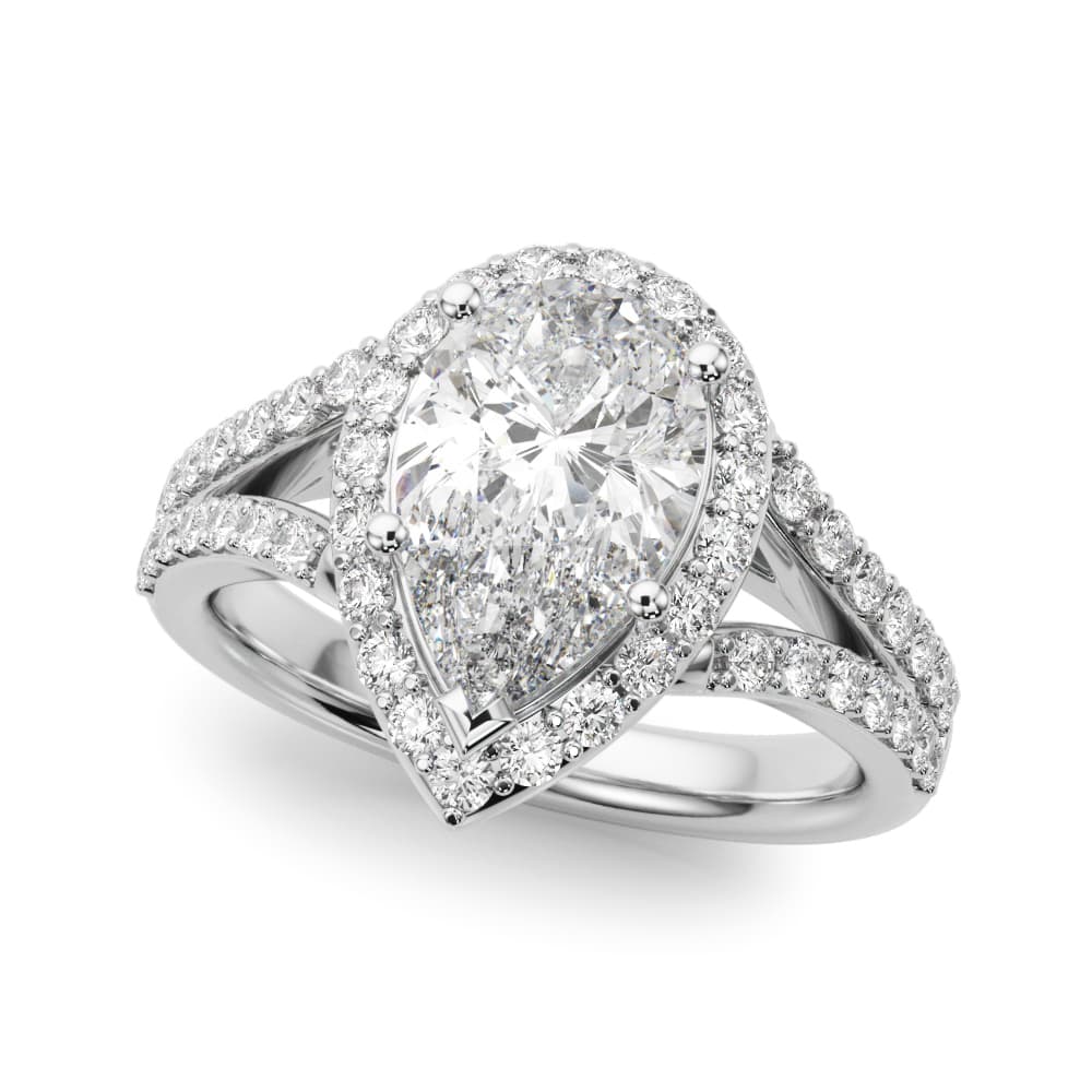 Pear Halo Engagement Ring in White 14kt gold