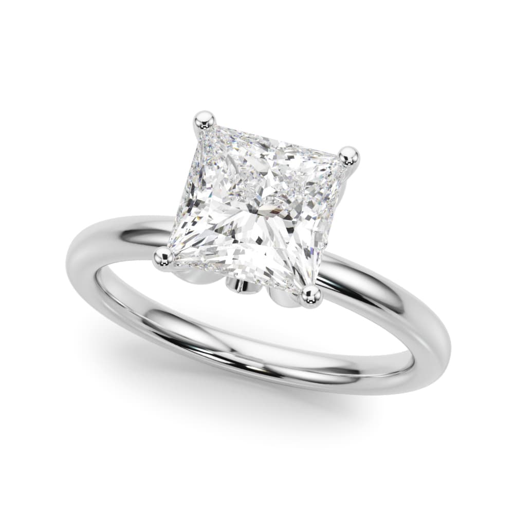 Round Hidden Halo Engagement Ring in White 14kt gold