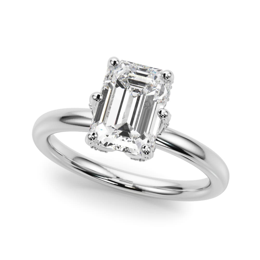 Emerald New Styles Engagement Ring in White 14kt gold