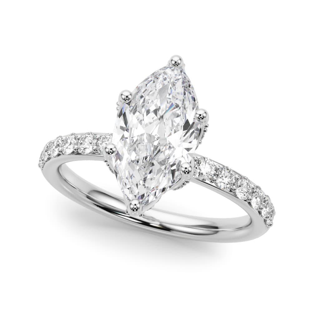 Marquise Hidden Halo Engagement Ring in White 14kt gold