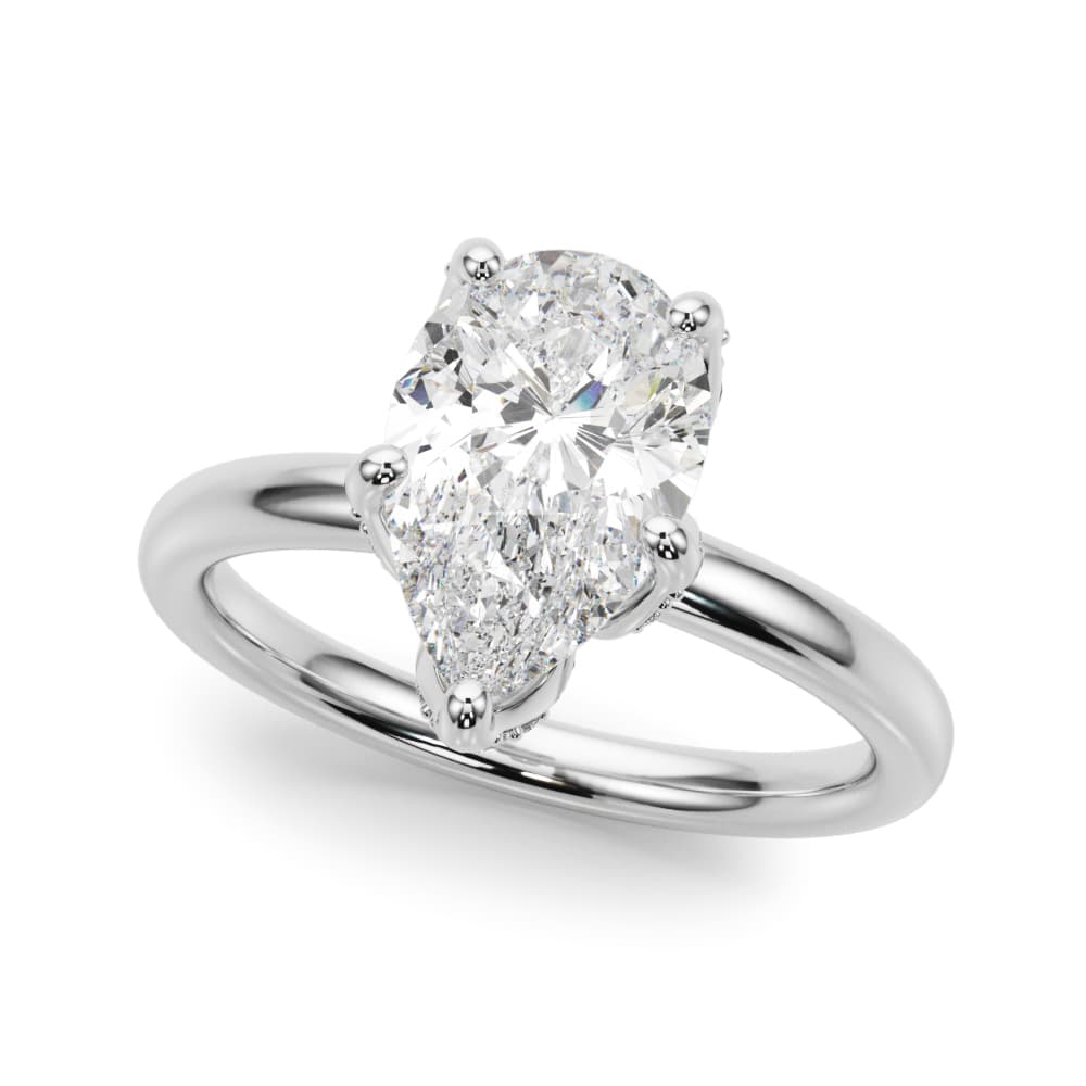 Pear Hidden Halo Engagement Ring in White 14kt gold
