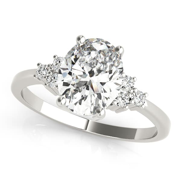 Oval Color Rings Engagement Ring in White 14kt gold