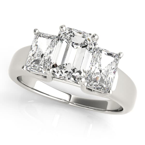 Oval 3 Stone Engagement Ring in White 14kt gold