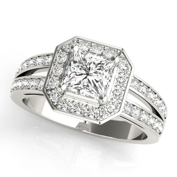 Cushion Color Rings and Engagement Ring in White 14kt gold