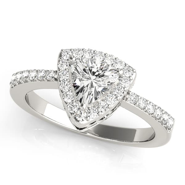 Pear Color Rings Trillion Engagement Ring in White 14kt gold
