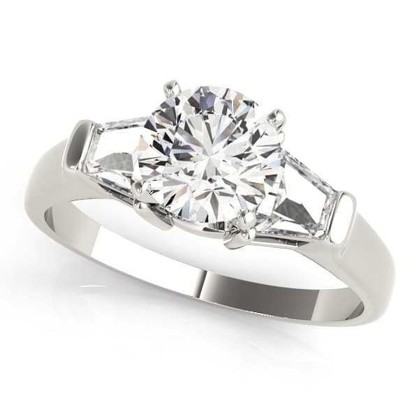 Round 3 Stone Traps and Halfmoons Engagement Ring in White 14kt gold