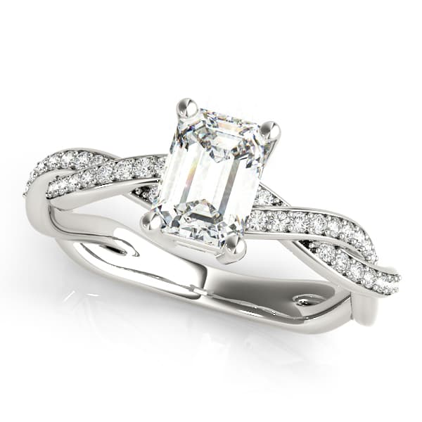 Emerald Multirow Engagement Ring in White 14kt gold
