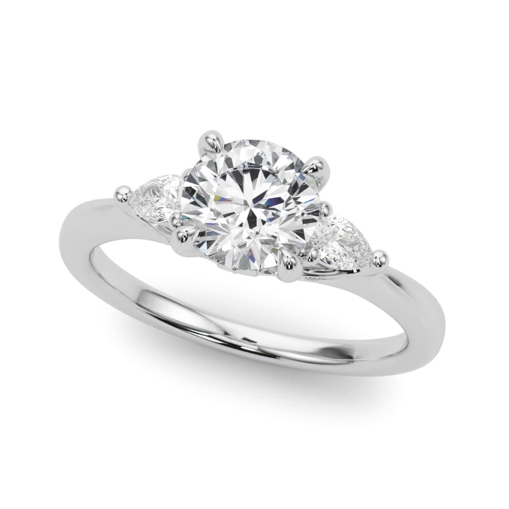 Round 3 Stone Engagement Ring in White 14kt gold