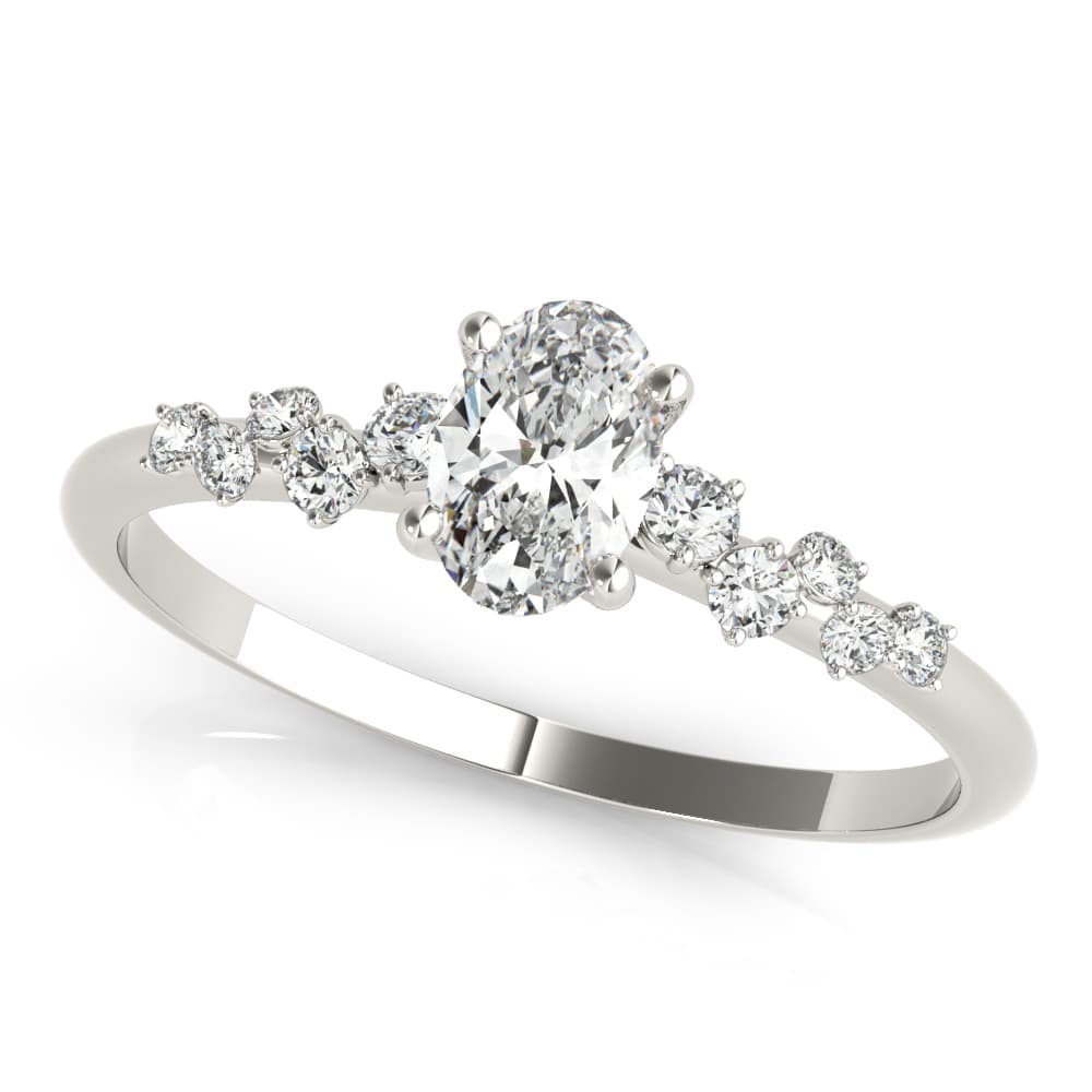 Oval Contemporary Engagement Ring in White 14kt gold